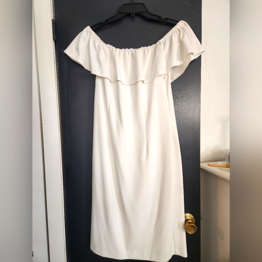 Elegant Off-Shoulder Off white Dress